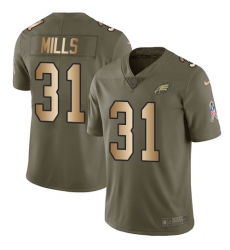 Men's Nike Philadelphia Eagles #31 Jalen Mills Limited Olive/Gold 2017 Salute to Service NFL Jersey