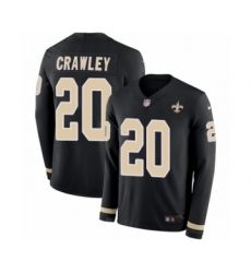 Men's Nike New Orleans Saints #20 Ken Crawley Limited Black Therma Long Sleeve NFL Jersey