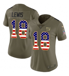 Women's Nike New York Giants #18 Roger Lewis Limited Olive/USA Flag 2017 Salute to Service NFL Jersey