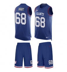 Men's Nike New York Giants #68 Bobby Hart Limited Royal Blue Tank Top Suit NFL Jersey