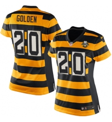 Women's Nike Pittsburgh Steelers #20 Robert Golden Limited Yellow/Black Alternate 80TH Anniversary Throwback NFL Jersey