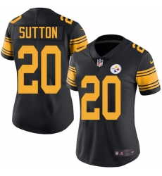 Women's Nike Pittsburgh Steelers #20 Cameron Sutton Limited Black Rush Vapor Untouchable NFL Jersey
