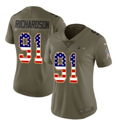 Women's Nike Seattle Seahawks #91 Sheldon Richardson Limited Olive/USA Flag 2017 Salute to Service NFL Jersey