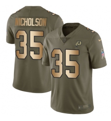 Men's Nike Washington Redskins #35 Montae Nicholson Limited Olive/Gold 2017 Salute to Service NFL Jersey