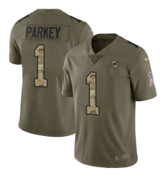 Youth Nike Miami Dolphins #1 Cody Parkey Limited Olive/Camo 2017 Salute to Service NFL Jersey