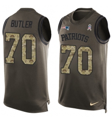 Men's Nike New England Patriots #70 Adam Butler Limited Green Salute to Service Tank Top NFL Jersey