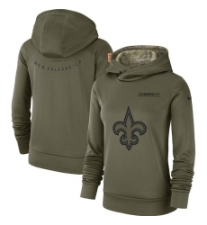 Women's New Orleans Saints Nike Olive Salute to Service Sideline Therma Performance Pullover Hoodie
