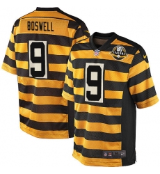 Men's Nike Pittsburgh Steelers #9 Chris Boswell Game Yellow/Black Alternate 80TH Anniversary Throwback NFL Jersey