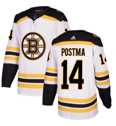Men's Adidas Boston Bruins #14 Paul Postma Authentic White Away NHL Jersey