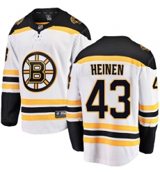 Men's Boston Bruins #43 Danton Heinen Authentic White Away Fanatics Branded Breakaway NHL Jersey