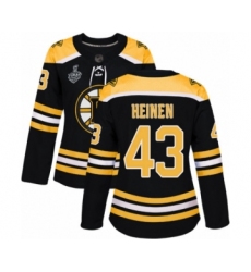 Women's Boston Bruins #43 Danton Heinen Authentic Black Home 2019 Stanley Cup Final Bound Hockey Jersey