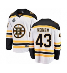 Youth Boston Bruins #43 Danton Heinen Authentic White Away Fanatics Branded Breakaway 2019 Stanley Cup Final Bound Hockey Jersey