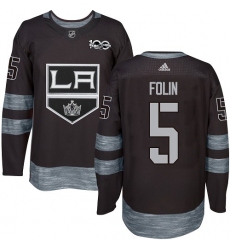 Men's Adidas Los Angeles Kings #5 Christian Folin Premier Black 1917-2017 100th Anniversary NHL Jersey