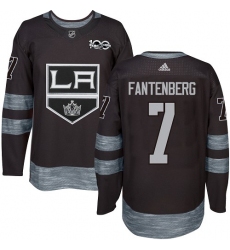 Men's Adidas Los Angeles Kings #7 Oscar Fantenberg Authentic Black 1917-2017 100th Anniversary NHL Jersey