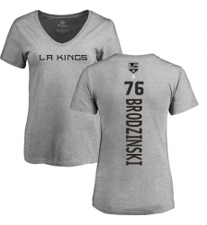 NHL Women's Adidas Los Angeles Kings #76 Jonny Brodzinski Ash Backer T-Shirt