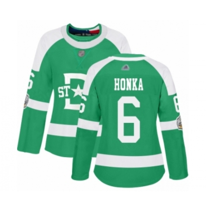 Women's Dallas Stars #6 Julius Honka Authentic Green 2020 Winter Classic Hockey Jersey