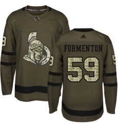 Men's Adidas Ottawa Senators #59 Alex Formenton Premier Green Salute to Service NHL Jersey