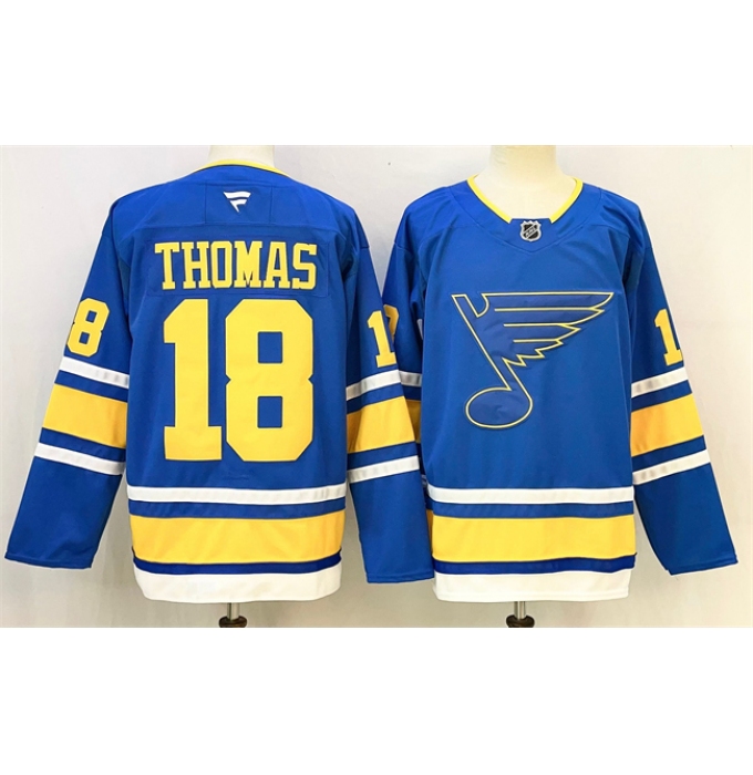 Men's St. Louis Blues #18 Robert Thomas Blue 2025 Stitched Hockey Jersey