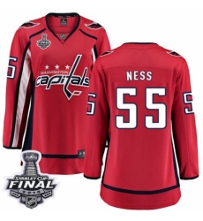 Women's Washington Capitals #55 Aaron Ness Fanatics Branded Red Home Breakaway 2018 Stanley Cup Final NHL Jersey