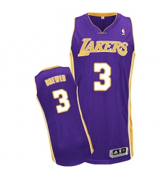 Men's Adidas Los Angeles Lakers #3 Corey Brewer Authentic Purple Road NBA Jersey