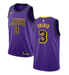Men's Nike Los Angeles Lakers #3 Corey Brewer Swingman Purple NBA Jersey - City Edition