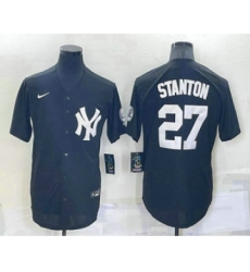Men's New York Yankees #27 Giancarlo Stanton Black Stitched Nike Cool Base Throwback Jersey