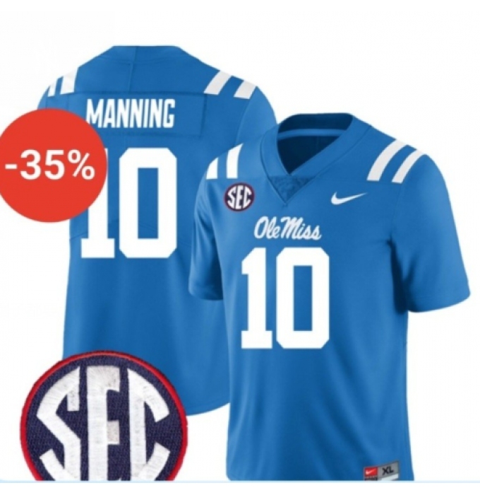 Men's Ole Miss Rebels #10 Eli Manning Blue F.U.S.E. Stitched Jersey
