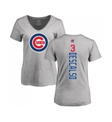 Baseball Women's Chicago Cubs #3 Daniel Descalso Ash Backer T-Shirt