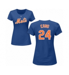 Baseball Women's New York Mets #24 Robinson Cano Royal Blue Name & Number T-Shirt