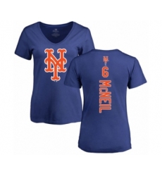 Baseball Women's New York Mets #6 Jeff McNeil Royal Blue Backer T-Shirt