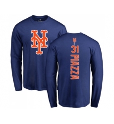 MLB Nike New York Mets #31 Mike Piazza Royal Blue Backer Long Sleeve T-Shirt
