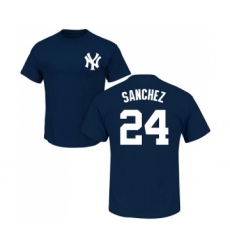 MLB Nike New York Yankees #24 Gary Sanchez Navy Blue Name & Number T-Shirt