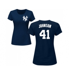 MLB Women's Nike New York Yankees #41 Randy Johnson Navy Blue Name & Number T-Shirt