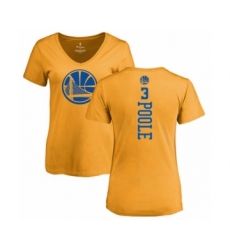 Basketball Women's Golden State Warriors #3 Jordan Poole Gold One Color Backer Slim-Fit V-Neck T-Shirt