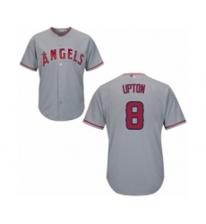 Youth Los Angeles Angels of Anaheim #8 Justin Upton Authentic Grey Road Cool Base Baseball Jersey