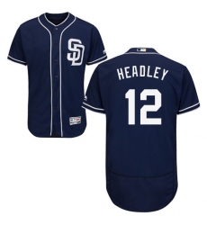 Men's Majestic San Diego Padres #12 Chase Headley Navy Blue Alternate Flex Base Authentic Collection MLB Jersey