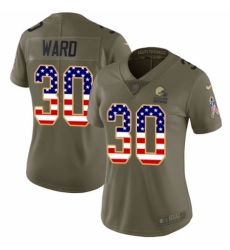 Women's Nike Cleveland Browns #30 Denzel Ward Limited Olive/USA Flag 2017 Salute to Service NFL Jersey