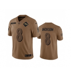 Men's Nike Baltimore Ravens #8 Lamar Jackson 2023 Brown Salute To Service Limited Football Stitched Jersey