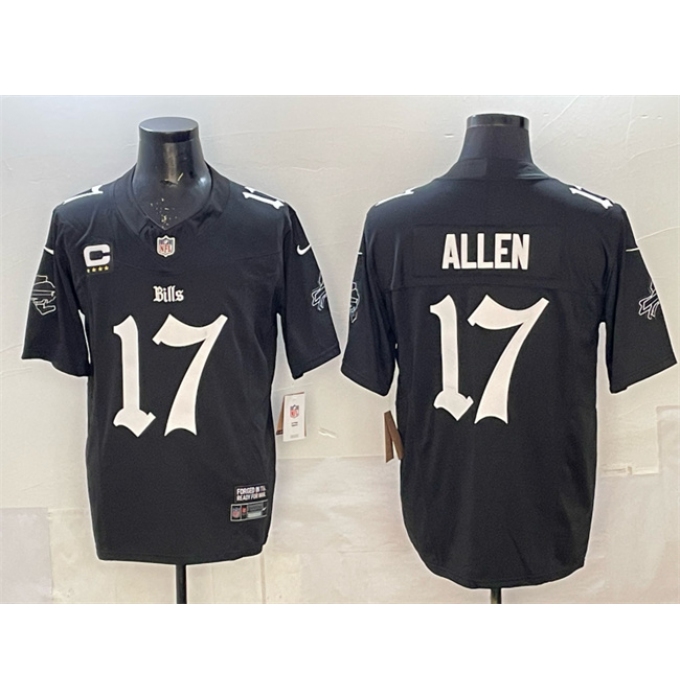 Men's Buffalo Bills #17 Josh Allen Black F.U.S.E. 'Gothic Cold Front Edition' With 4-Star C Vapor Limited Stitched Football Jersey