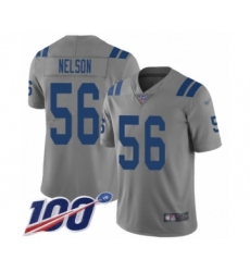 Men's Indianapolis Colts #56 Quenton Nelson Limited Gray Inverted Legend 100th Season Football Jersey Men's Indianapolis Colts #56 Quenton Nelson Limited Gray Inverted Legend 100th Season Football Jersey