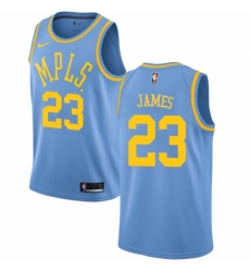 Women's Nike Los Angeles Lakers #23 LeBron James Authentic Blue Hardwood Classics NBA Jersey
