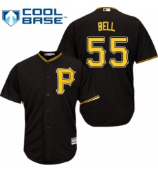 Men's Majestic Pittsburgh Pirates #55 Josh Bell Replica Black Alternate Cool Base MLB Jersey