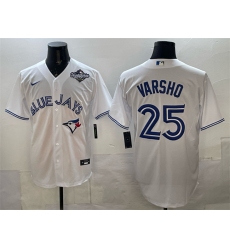 Men's Toronto Blue Jays #25 Daulton Varsho White 2025 World Series Home Cool Base Stitched Baseball Jersey