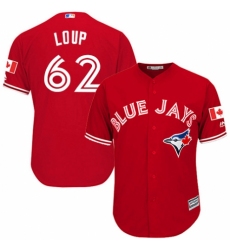 Youth Majestic Toronto Blue Jays #62 Aaron Loup Authentic Scarlet Alternate MLB Jersey