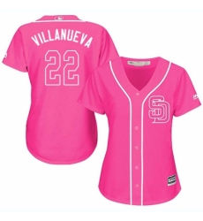 Women's Majestic San Diego Padres #22 Christian Villanueva Authentic Pink Fashion Cool Base MLB Jersey