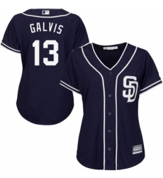 Women's Majestic San Diego Padres #13 Freddy Galvis Authentic Navy Blue Alternate 1 Cool Base MLB Jersey