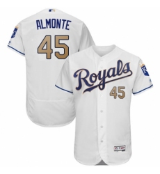Men's Majestic Kansas City Royals #45 Abraham Almonte White Flexbase Authentic Collection MLB Jersey