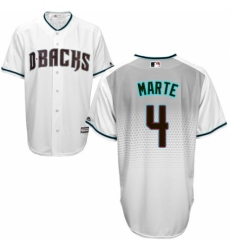 Men's Majestic Arizona Diamondbacks #4 Ketel Marte Replica White/Capri Cool Base MLB Jersey