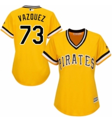 Women's Majestic Pittsburgh Pirates #73 Felipe Vazquez Authentic Gold Alternate Cool Base MLB Jersey