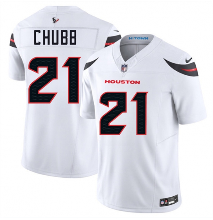 Men's Houston Texans #21 Nick Chubb White 2025 F.U.S.E. Vapor Limited Football Stitched Jersey